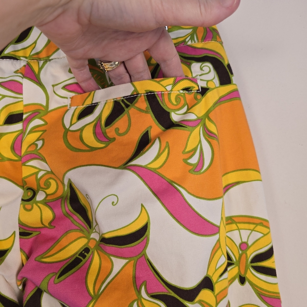 Lilly Pulitzer KRISTEN Palm Beach Orange Gold Pink Butterfly Ankle Pants. Sz 4 - Picture 7 of 9
